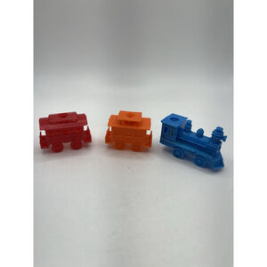 Vintage CANDLE TRAIN of 3 cars CAKE DECOR kid's birthday cake COLLECTIBLE